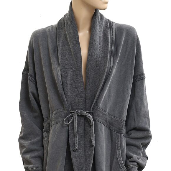 Free People Boothbay Sweatshirt Jacket Cardi Top Ventilated Oversized XL 283625 - Picture 6 of 8